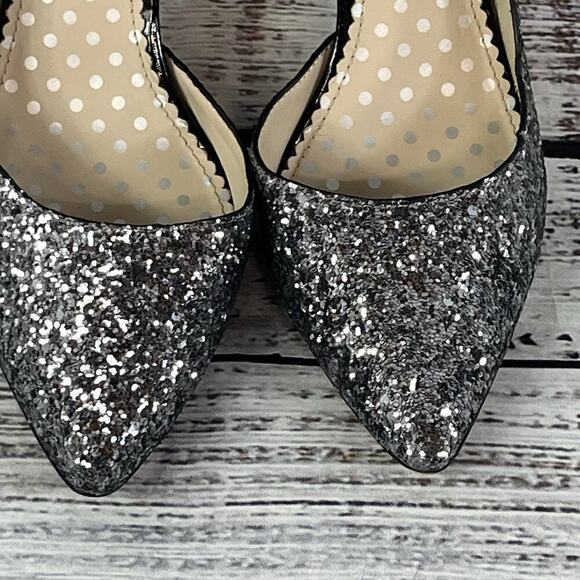 Boden Heels Pumps Shoes size 36 5.5 Gray Silver Sparkles Wedding Prom Evening - Picture 5 of 14